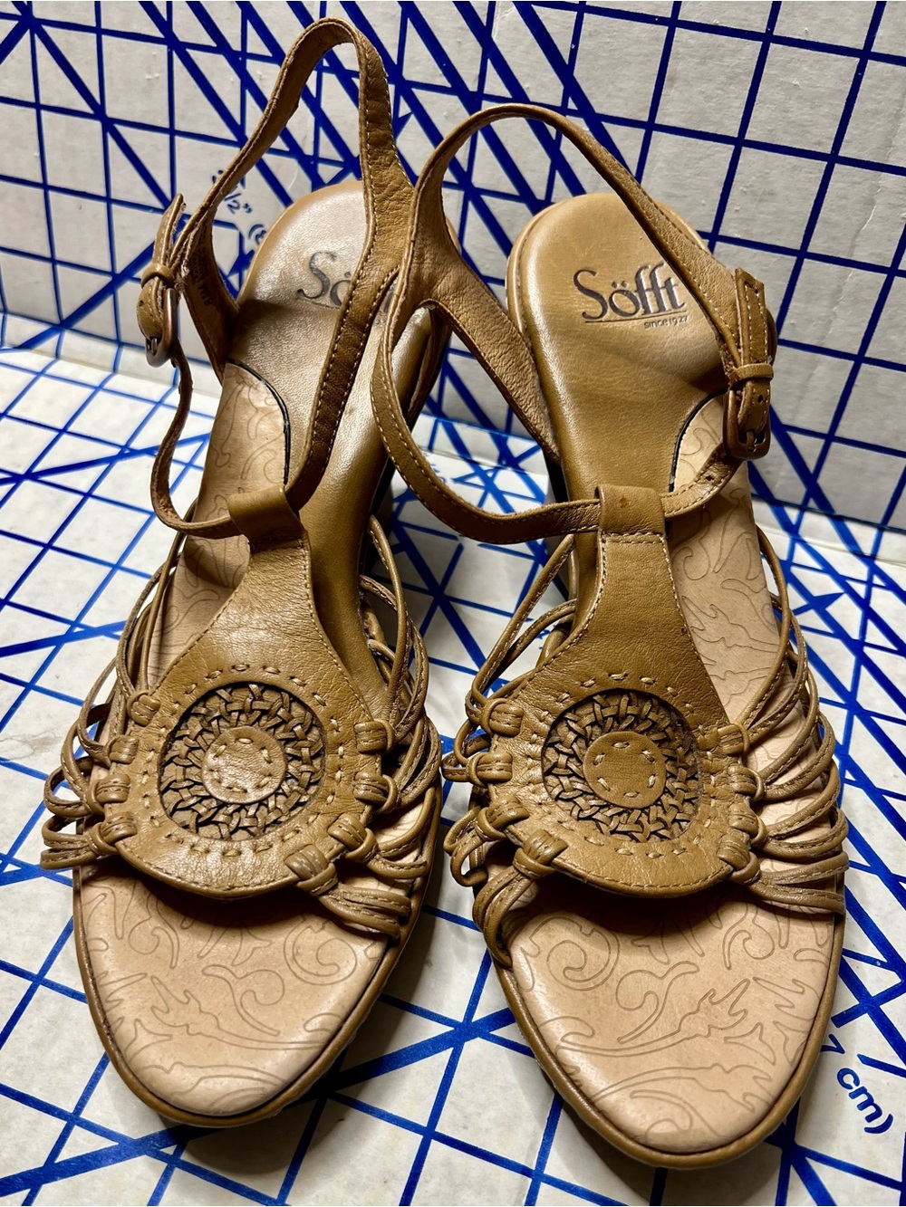 Söfft Leather Wedge Sandals 8.5 Brown Boho Comfort Slingback